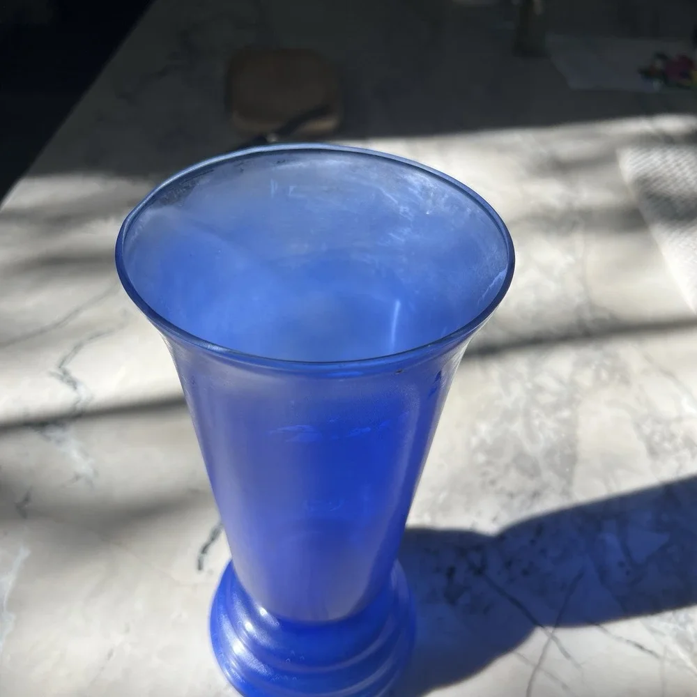 Handblown Cobalt Blue Vase 3 Ring‎ Spool Stem Base 10